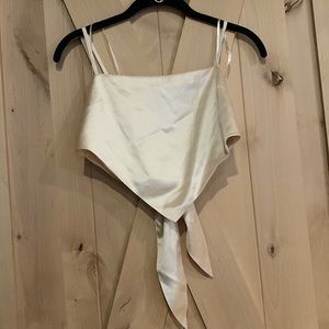 Baby pink tie in the back crop top